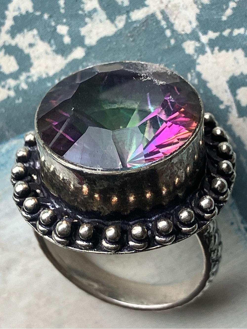 15mm Mystic Topaz Ring in Sterling Silver